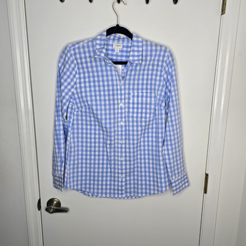 J. Crew Blue/White Gingham Women's Buttondown Shirt Size Small NWT